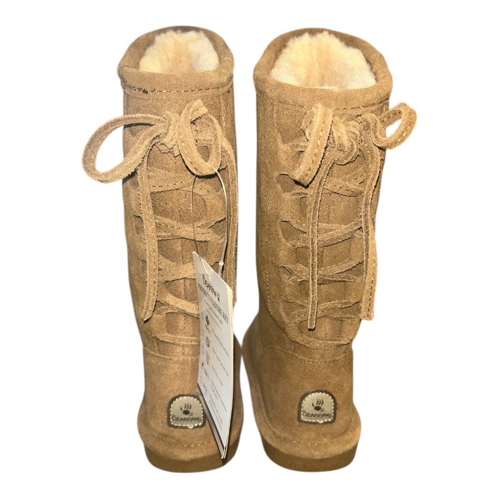 BEARPAW Phylly Tan Suede Youth Snow Boots | Cozy Faux Fur Lined | Size‎ 1Y | NEW - Picture 2 of 6